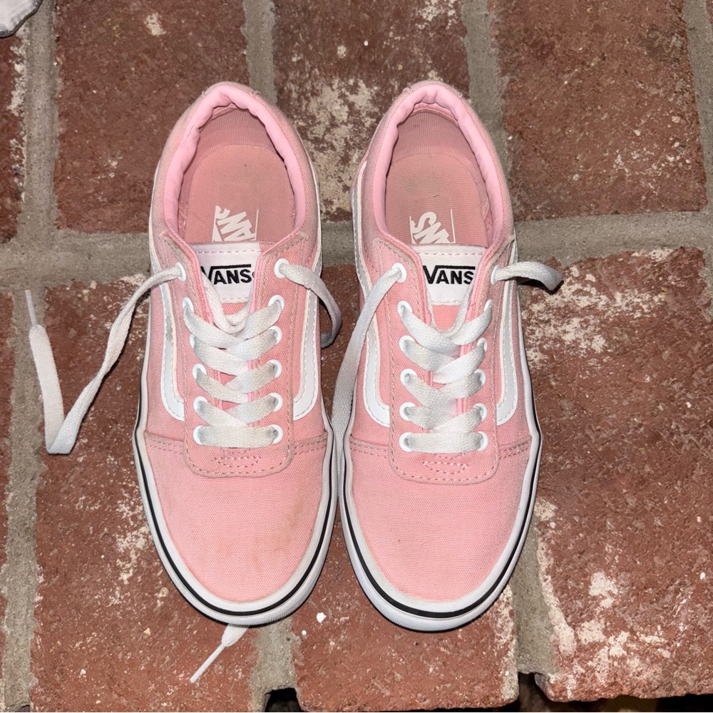 Vans Kids Pink Low-Top Canvas Sneakers with White Stripe - Picture 3 of 6